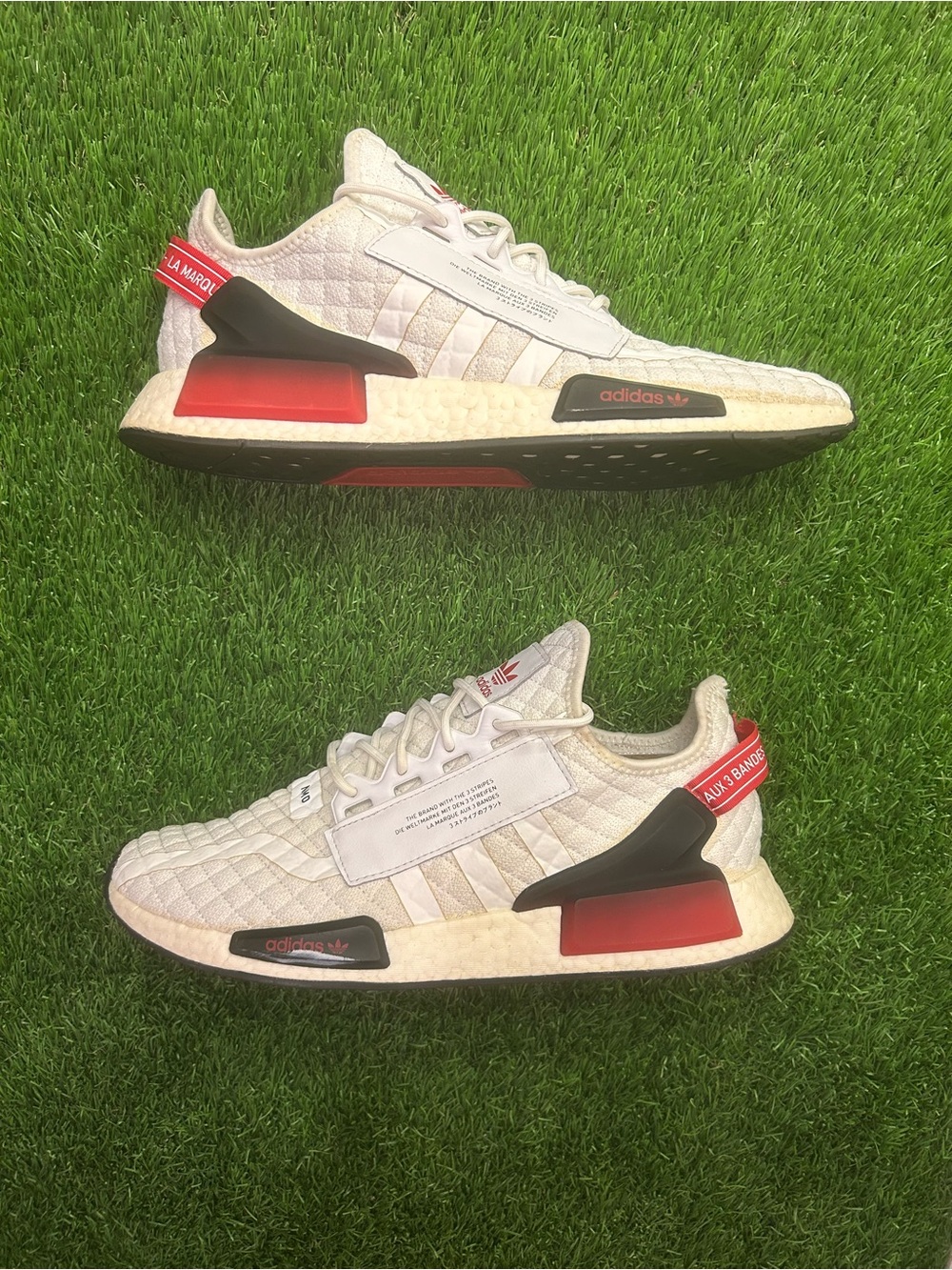 adidas Cream White Red Accent Athletic Shoes
